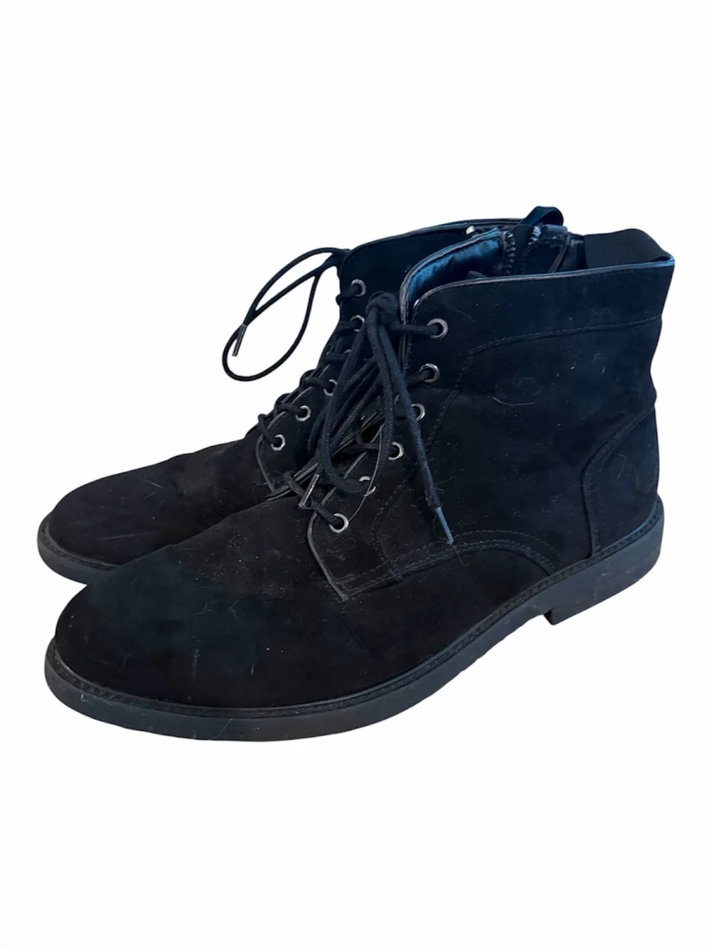 H&M Black Suede Chukka Boots with Lace-Up Front